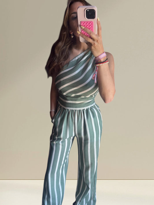 Conjunto rayas verde